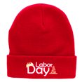 thumbnail image 5 of Labor Day Workers Embroidered 12 Inch Long Knitted Beanie - Red OSFM, 5 of 5