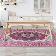 thumbnail image 5 of Wondo 6x9 Hot Pink Area Rug - Machine Washable Non-Slip Rubber Backing, Low Pile Vintage Carpet for Living Room Bedroom Kitchen Dining Office, 5 of 9