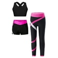 thumbnail image 2 of Hansber Kids Girls Gymnastics Tracksuit Crisscross Tank Sport Crop Tops and Dance Pants Leggings Ballet Shorts Set Hot Pink 8, 2 of 5
