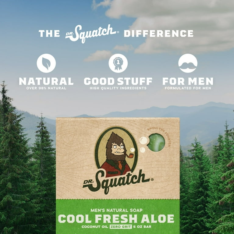 Dr. Squatch Cool Fresh Aloe All Natural Bar Soap for Men Zero Grit Body  Soap Gifts for Men, 5 oz