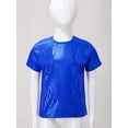 thumbnail image 5 of Xnihocha Girls Boys Shirt Sparkle Dance Tops Glitter Sequins Party Disco Tee Blouse Tops for Dancing Blue 150, 5 of 7
