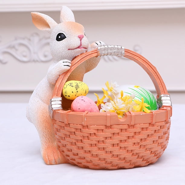 Decoraciones de Mesa para la Sala de Estar Resina Decoración de Conejo de Pascua 16x15cm Decoraciones Del Hogar para la Sala de Estar