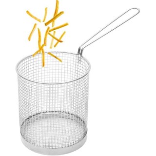 9 Medium Stainless Steel Deep Fry Basket Round Wire Mesh French Chip  Frying Serving Food Presentation Tableware With Detachable Handle Fit For  Up To