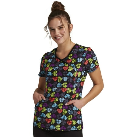 

Cherokee Infinity Scrubs Top For Women Mock Print Wrap CK608