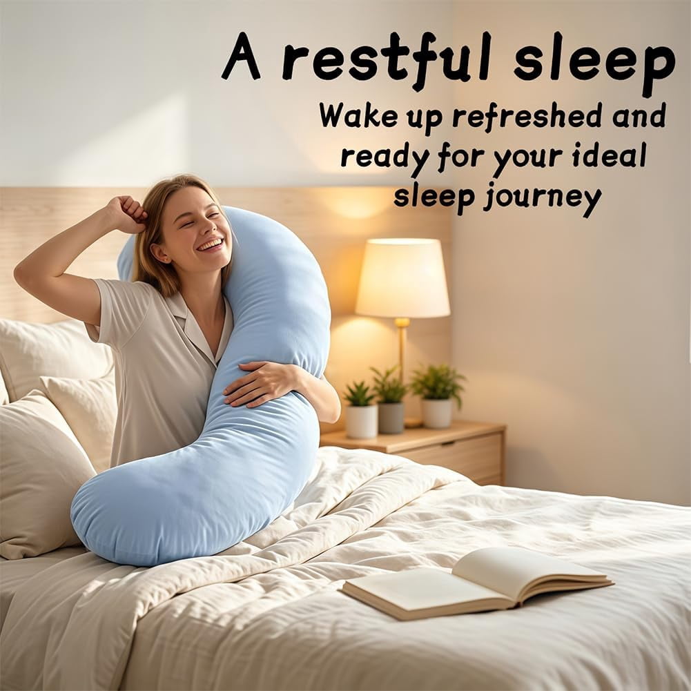 Pea Pod Body Pillow for Side Sleeper, Double Wave Curve Side Sleeper Pillow, Ergonomic, Cooling Side Sleeper Body Pillow, Full Body Support Pillow for Arms, Hips & Knees (110cm-Pink)