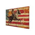 thumbnail image 2 of 8x12 inch Oil Painting Canvas Riding Cowboy & Star Spangled Flag Yard Decor,Rustic Yard Garden Fence Accessory,Classic Riding Cowboy & Star Spangled Flag Vintage Style Paintings Canvas Gifts, 2 of 6