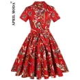 thumbnail image 1 of 2024 Robe Vintage d'Été pour Femmes à Imprimé Perroquet et Oiseau, Décontractée, Verte, Rétro, Pin-Up, Pin-Up, Robe de Fête Rockabilly Années 50 60, Robe Soleil Évasée, 1 of 7