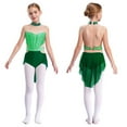 thumbnail image 5 of YiZYiF Girls Sparkly Figure Skating Dress Mesh Skirt Ballet Leotard Lyrical Dance Clothes Dark Green 14, 5 of 6