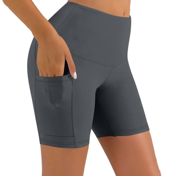 HADST Women's High Waist Biker Shorts Side Pockets Butt Lifting Stretchy Quick Dry Athletic Shorts for Workout