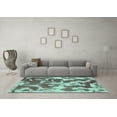 thumbnail image 3 of Ahgly Company Indoor Square Abstract Turquoise Blue Modern Area Rugs, 6' Square, 3 of 4