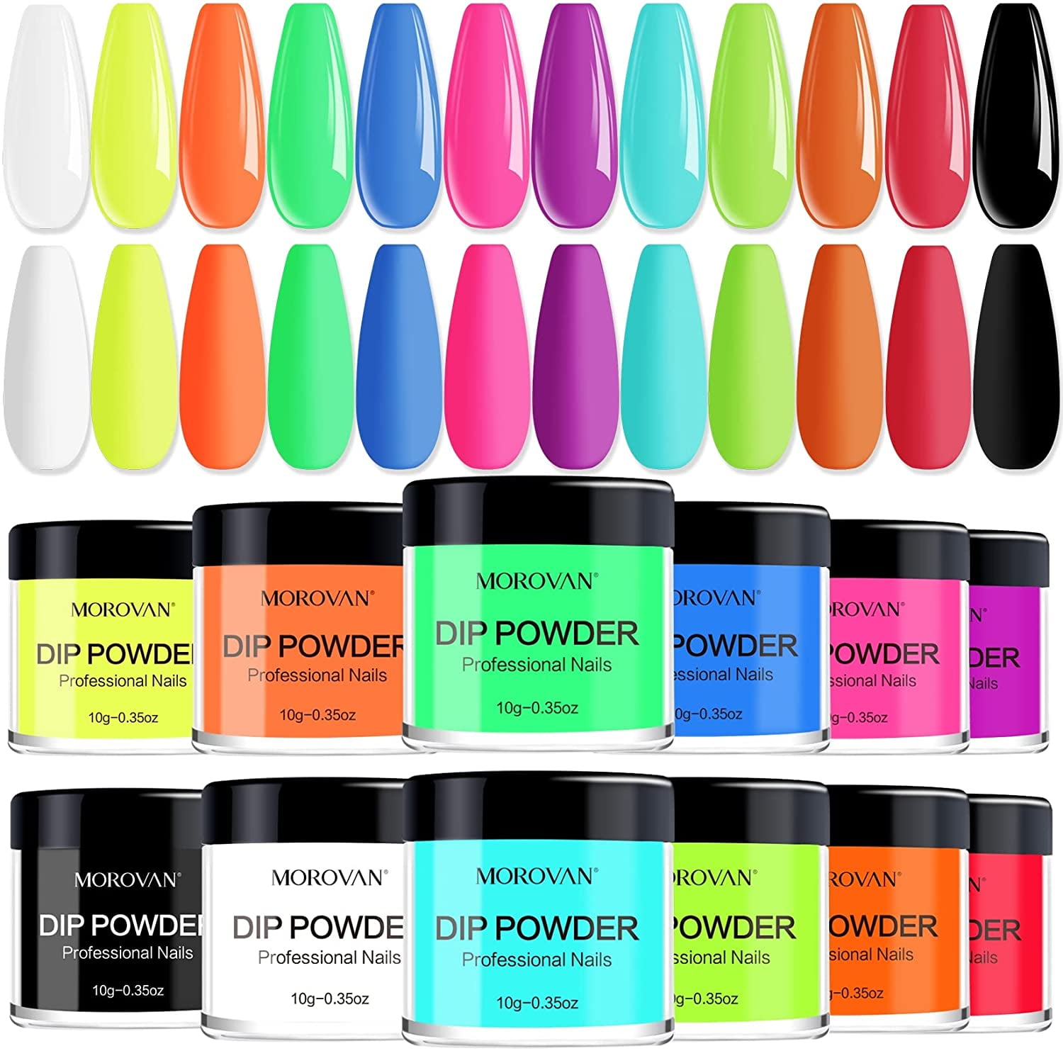 Morovan 12 Colors Dip Powder Nail Kit - Pink Dipping Powders Set Pastel ...