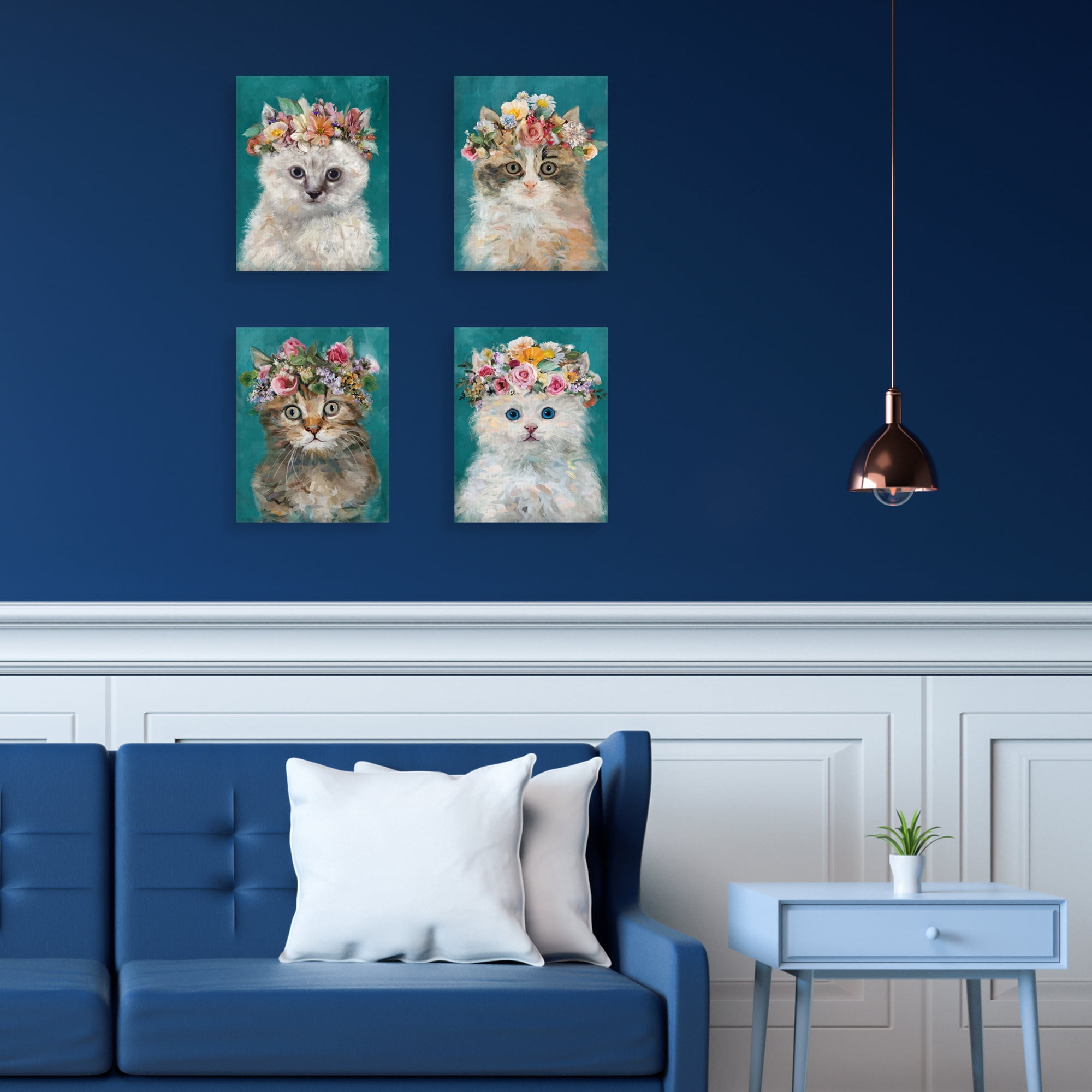 Flower Power Kitty I, II, III, & IV by Studio Arts Set of Canvas Art Prints