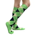 thumbnail image 5 of COUVER Women’s Stylish Argyle Knee High Socks, 2 Pairs, Neon Green Yellow Navy, 5 of 7