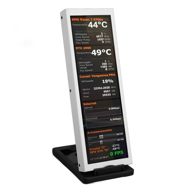 PC Temperature Display Screen, For AIDA64 IPS Full View PC Temp 1280x400 60Hz For Office