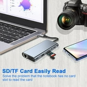 Duomigo 11-in-1 USB-C Hub Adapter with 4K HDTV, VGA, Type C PD, USB 3.0, RJ45 Ethernet, SD/TF Card Reader, 3.5mm Aux - Docking Station for MacBook Pro/Air