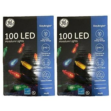 GE Mini Led Light Set 100 Lights Multi-Colored Bulbs Led (Two Packs of 100 Lights, Total of 200 Lights)
