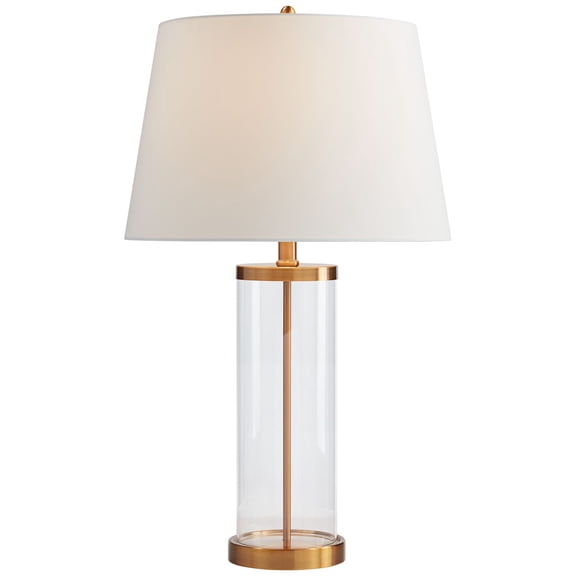 360 Lighting Coastal Table Lamp 26" High Glass Cylinder Gold Fillable White Drum Shade for Living Room Family Bedroom Bedside Nightstand