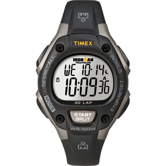 Timex Unisex Ironman Classic 30 Mid-Size Black/Light Gray Resin Strap Watch