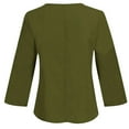 thumbnail image 4 of Cotton Linen Tops for Women Crew Neck Button Long Sleeve Tshirts Solid Casual Loose Comfy Plus Size Blouse Tees Army Green, 4 of 5