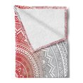 thumbnail image 2 of Ethnic Soft Flannel Fleece Throw Blanket, Hippie Ombre Mandala Cosmos Pattern with Flower Geometrıc Indie Image, Cozy Plush for Indoor and Outdoor Use, 60" x 80", Grey Red, by Ambesonne, 2 of 5