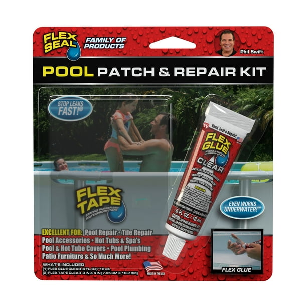 Flex Seal Mini Pool Patch and Repair Kit, Includes Flex Tape and Flex ...