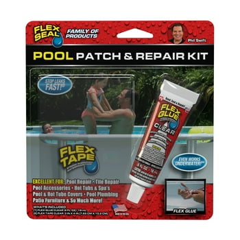 Flex Seal Mini Pool Patch and Repair Kit, Includes Flex Tape and Flex Glue, Clear