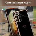 thumbnail image 3 of Compatible with Samsung Galaxy S23 Plus 5G Case for Women Cute Luxury Love Heart Pattern Design Full Camera Protection Soft TPU Reinforced Corners Protective Plating Edge Phone Case - Black, 3 of 11