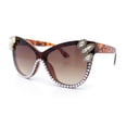 thumbnail image 3 of Womens Diva Rhinestone Bling Jewel Oversized Shield Luxe Rimless Sunglasses Tortoise - Brown, 3 of 5