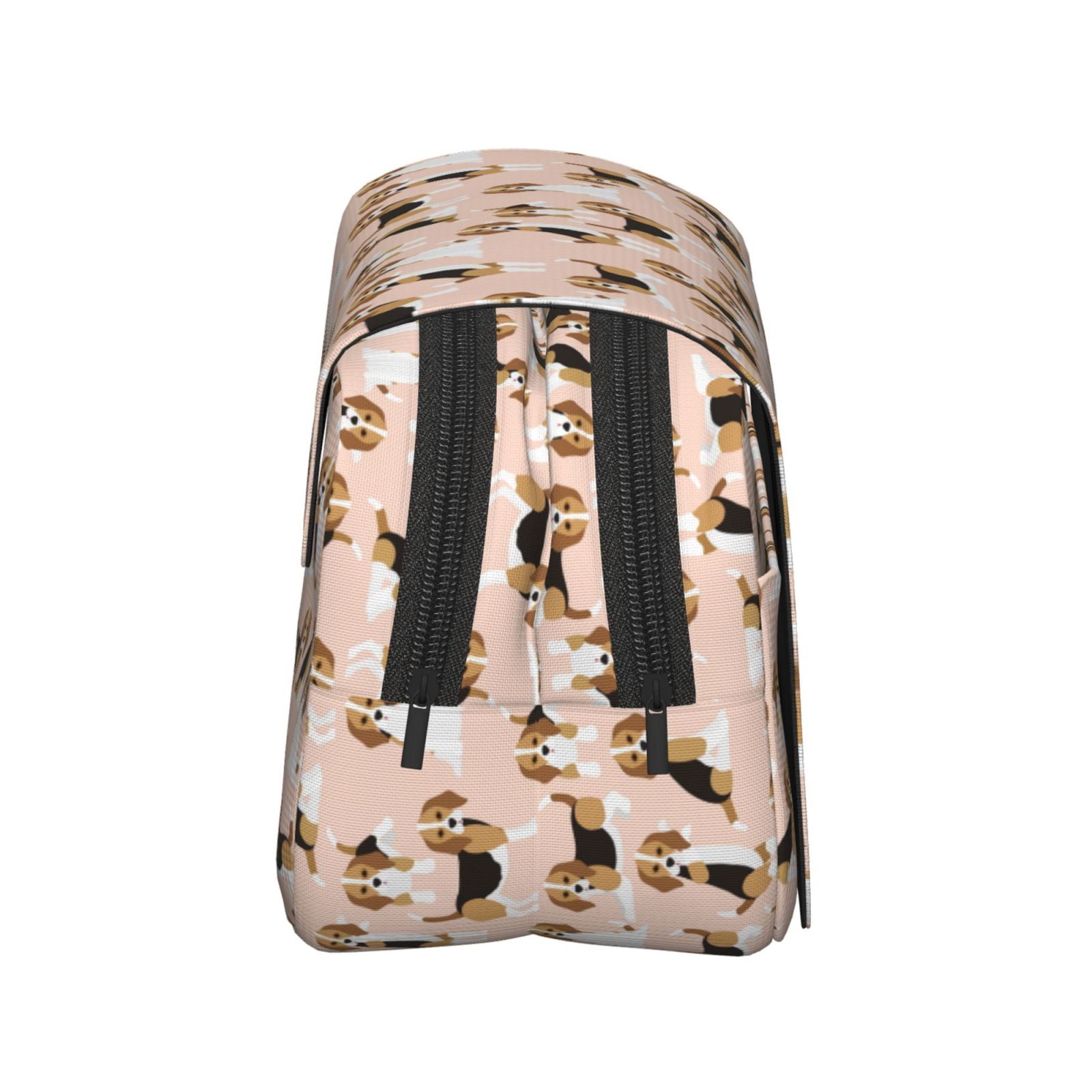 Rateoe Beagle Dog On Brown Pattern Double Clamshell Pen Case, Storage Organizer with Two Zipper Compartments– Holds Up to 50 Pencils & Pens