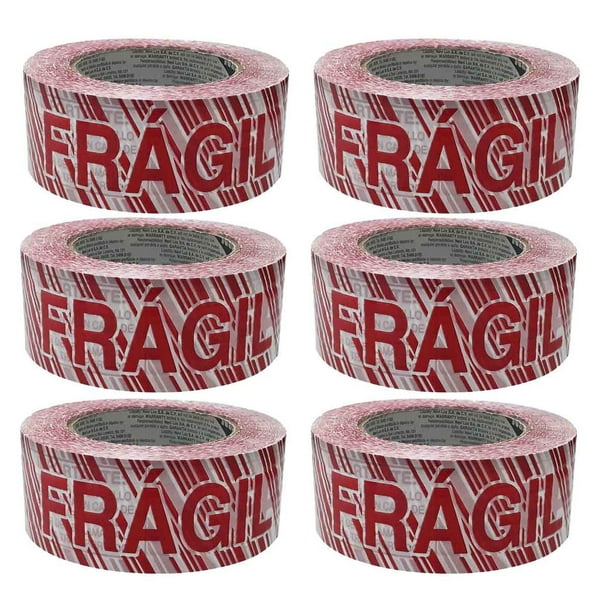 Cinta Empaque Leyenda Fragil Diagonal Letras Rojas 48mm x 150m 6 Piezas Navitek Fragil