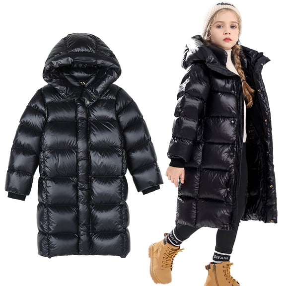 MXIEZI Kids Toddler Boys Girls Winter Down Outerwear Coat Long Sleeve Hooded Puffer Jackets Light Weight Water Resistant Packable Padded Coat 5-16T