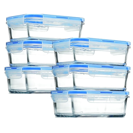 ShopoKus Superior Glass Meal Prep Containers - 3-pack (35oz) Airtight Food Storage Containers with 100% Leak Proof Locking Lids, Freezer to Oven Safe Great on-the-go Portion Control Lunch
