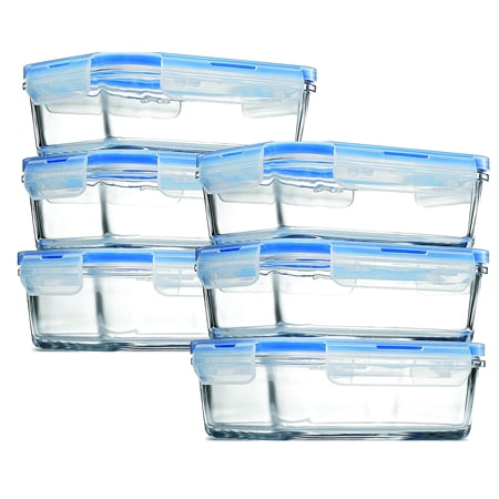 Elite Portion Control - ShopoKus Superior Glass Meal Prep Containers - 3-pack (35oz) Airtight Food Storage Containers with 100% Leak Proof Locking Lids, Freezer to Oven Safe Great on-the-go Portion Control Lunch Containers