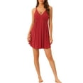 thumbnail image 2 of Unique Bargains Womens Sleeveless Sleepwear Chemises Lingerie Pajama Dress XL Red, 2 of 6