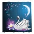 thumbnail image 3 of Ambesonne Animal Shower Curtain, Magic Lily White Swan, 69"Wx84"L, Blue White, 3 of 5