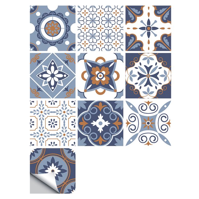 Advancent Etiqueta de la pared de la flor del azulejo de la pared Etiqueta engomada autoadhesiva impermeable del azulejo de la etiqueta del azulejo Decoración del hogar No.143 NO38 Advancent HA002473-143