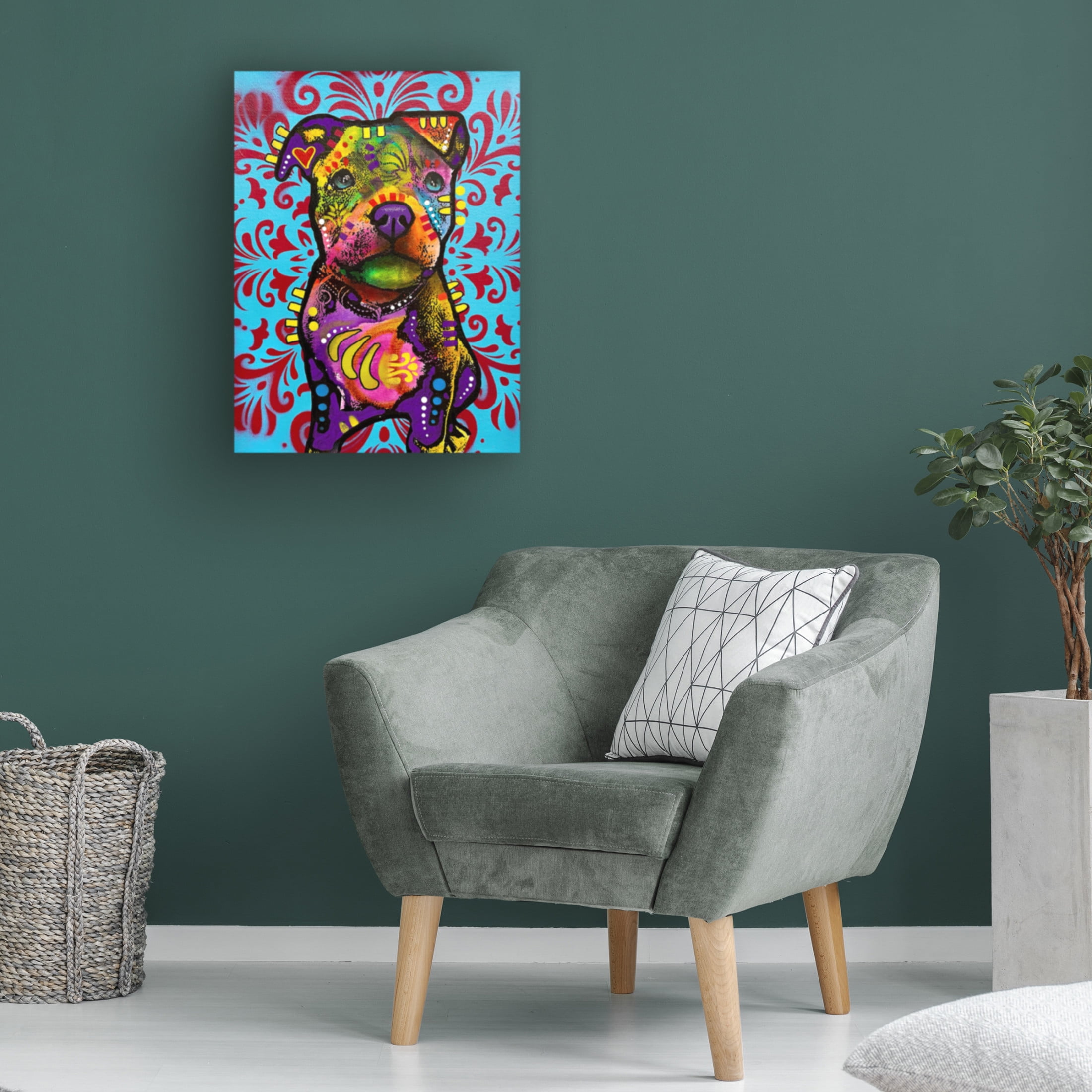 Canvas Wall Art - Dean Russo 'Pittie Pup' Wall Art for Living Room, Bedroom, or Office Décor by Trademark Fine Art - 35 x 47 Inches