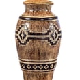 thumbnail image 3 of Riza 29 Inch Urn Table Lamp Carved Trellis Rich Glossy Brown Hydrocal - Saltoro Sherpi, 3 of 5
