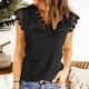 thumbnail image 2 of Moda mujer Casual Sexy verano cuello pico encaje ajuste chaleco Color sólido tira pulóver blusa superior Pompotops  lopia988162, 2 of 9