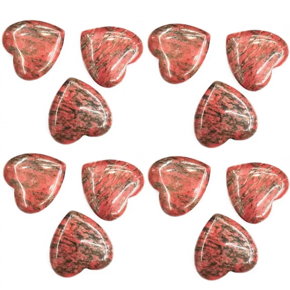 MATROOY 20pcs Natural Sesame Stone Healing Crystal Heart Gemstone for Home Decor 30x8mm