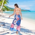 thumbnail image 7 of FORMRS Womens Long Sarong Beach Wrap Semi-Sheer Bikini Skirt Bathing Swimsuit Cover Up, Pink Flowers Pattern, 7 of 7