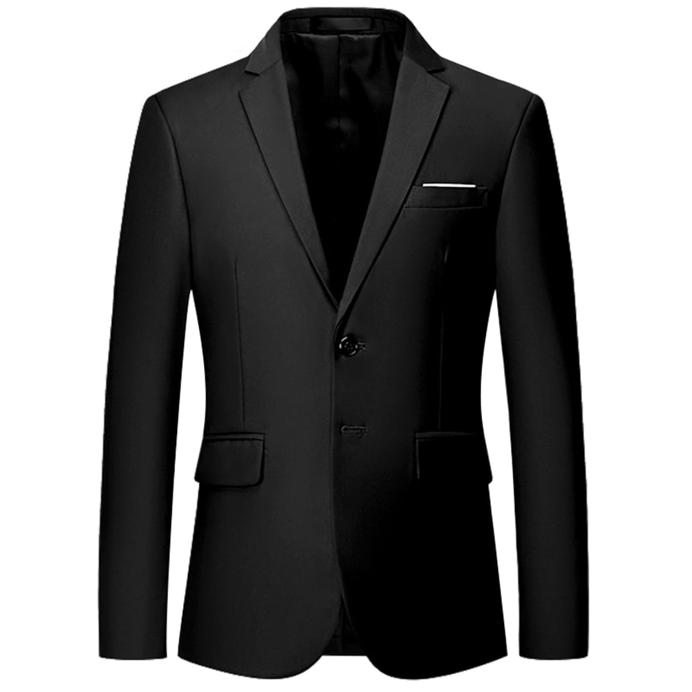 Mens Slim Fit Blazer Jacket TwoButton Notched Lapel Casual Suit Jacket