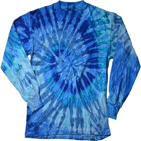 DARESAY Tie Dye Style Long Sleeve T-Shirt Men Women - Fun, Multi Color (Best Shirts For Tie Dye)