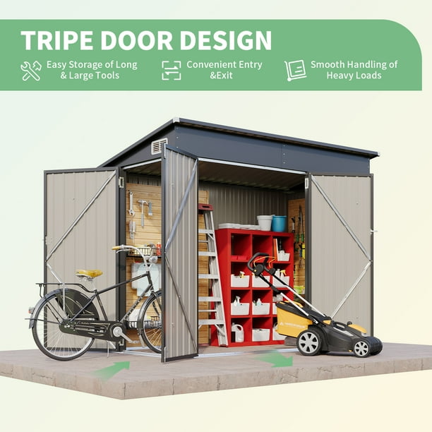 Sunmthink 4' x 8' Metal Storage Shed, Outdoor Storage Lean-to Shed