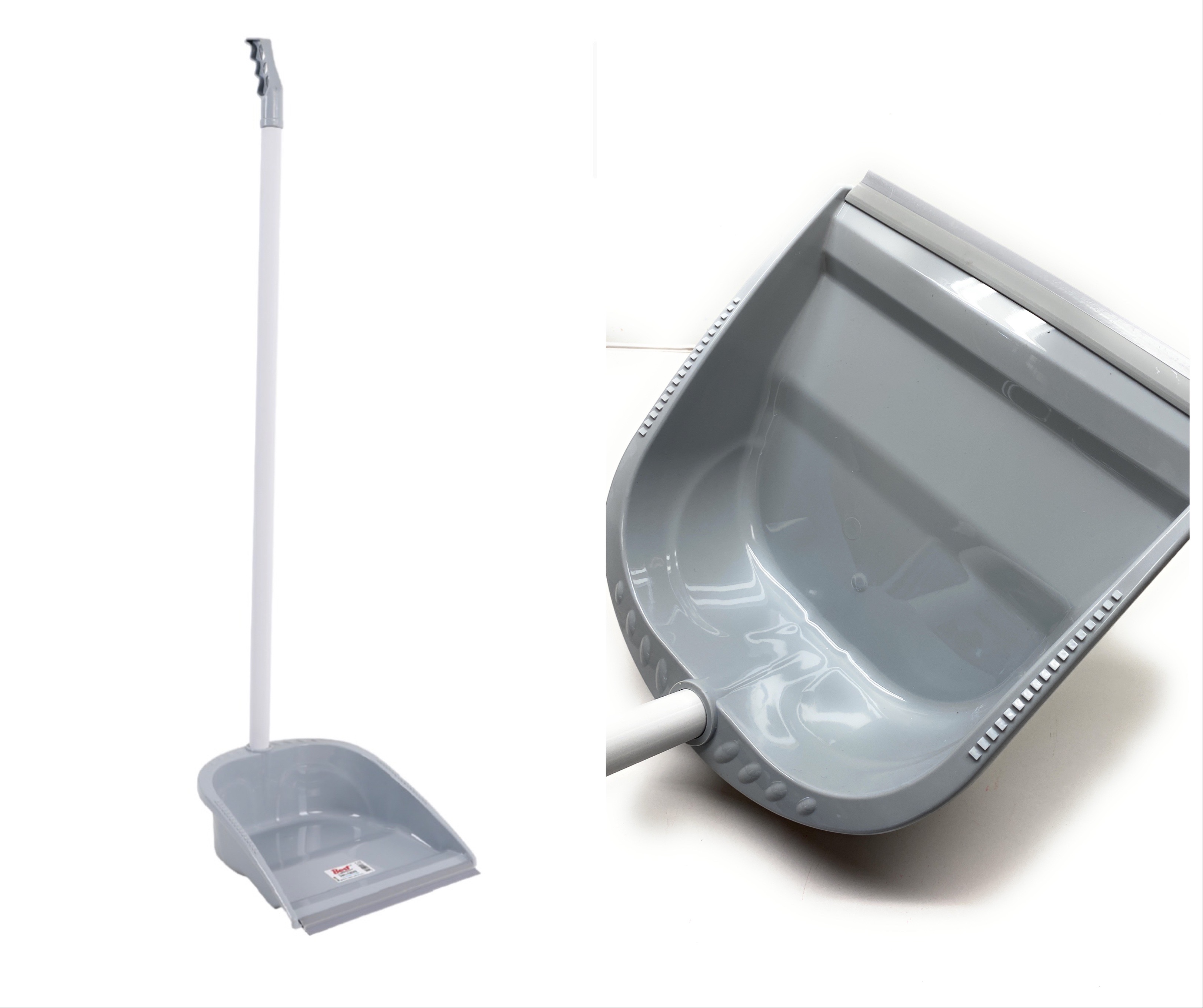 34" Long Handle Plastic Light Gray Cleaning Dust Pan