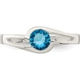 thumbnail image 5 of Sterling Silver Light Blue Round Bezel Cz Ring (Size 6) Made In Thailand qr4396-6, 5 of 5