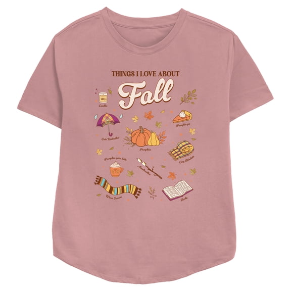 Women's Lost Gods Things I Love About Fall  Graphic Tee Mauve Large