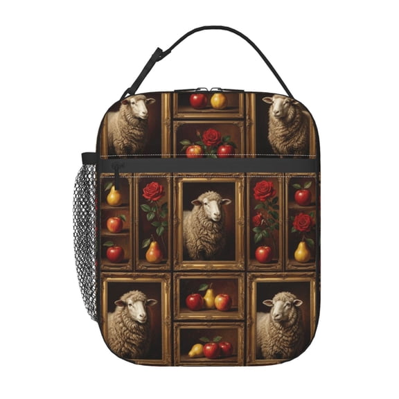 Sheep Insulated Lunch Bag Thermal Cooler Reusable Meal Prep Tote Bag Zippered Lightweight Handheld For Office Work Travel Commute Camping Picnic Beach
