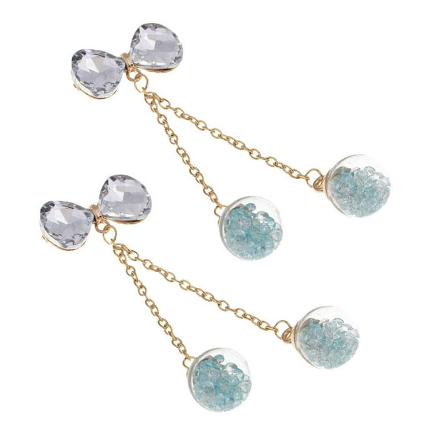2 Piezas de Adorno de Lazo de Cristal de con Adorno de Bola de Cristal Colgante de Borla para Ropa, Botones Decorativos, Pinzas para El Cabe azul claro Baoblaze Botones de adornos de cristal