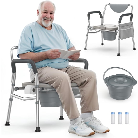 Heavy Duty Bariatric Commode  Portable Bedside Commode or Over-Toilet Chair  Extra-Wide | Adjustable Height | Easy to Clean  Handicap Commode Chair for Eldery  Disabled People